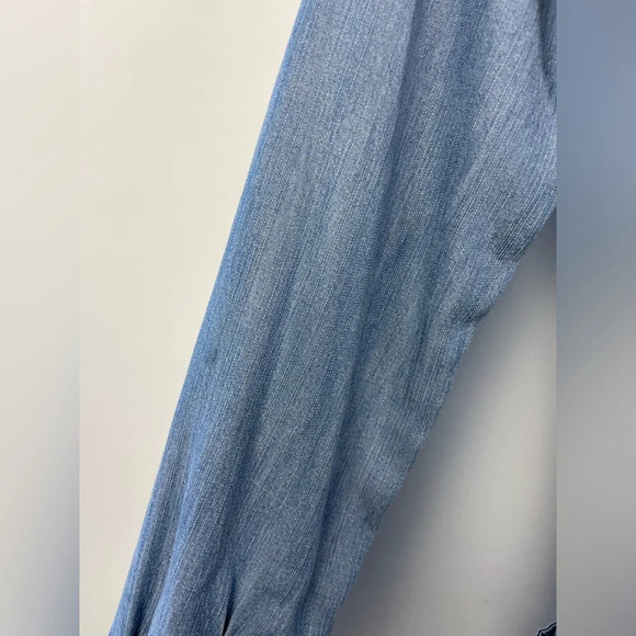 Lovestitch Blue Chambray Button Up Collared Long Sleeve Tencel Mini Shirt Dress - Picture 11 of 13
